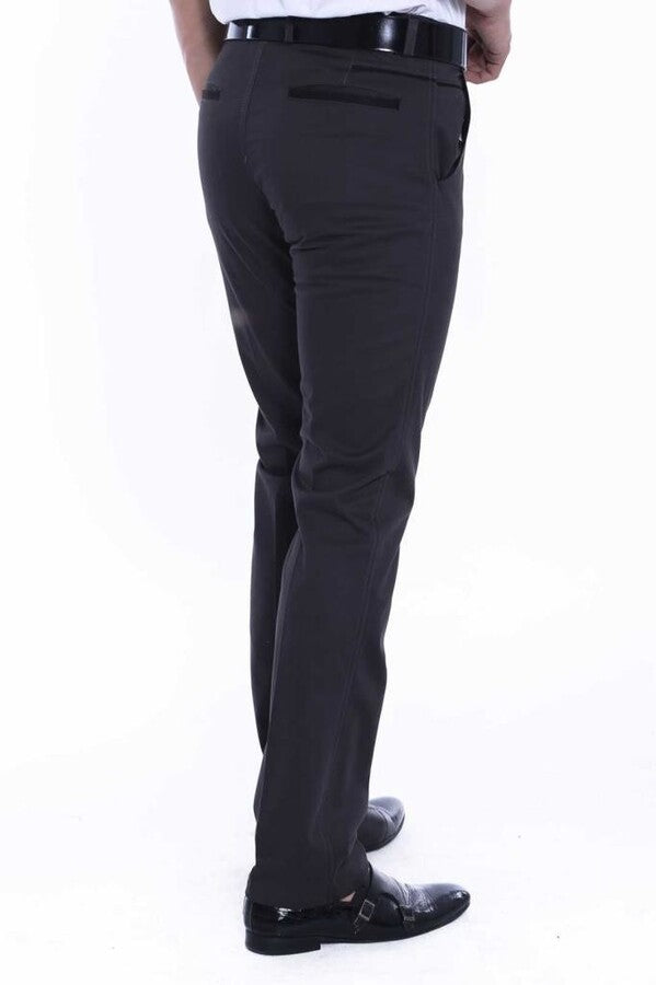 WSS Cotton Dark Grey Men Pants  - Singen