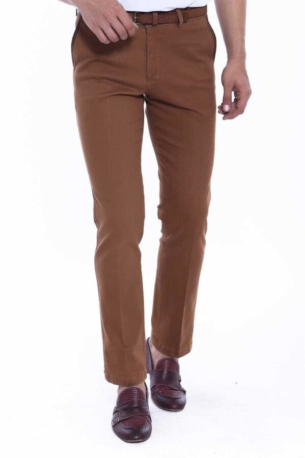 WSS Cotton Dot Pocket Brown Men Pants  - Singen