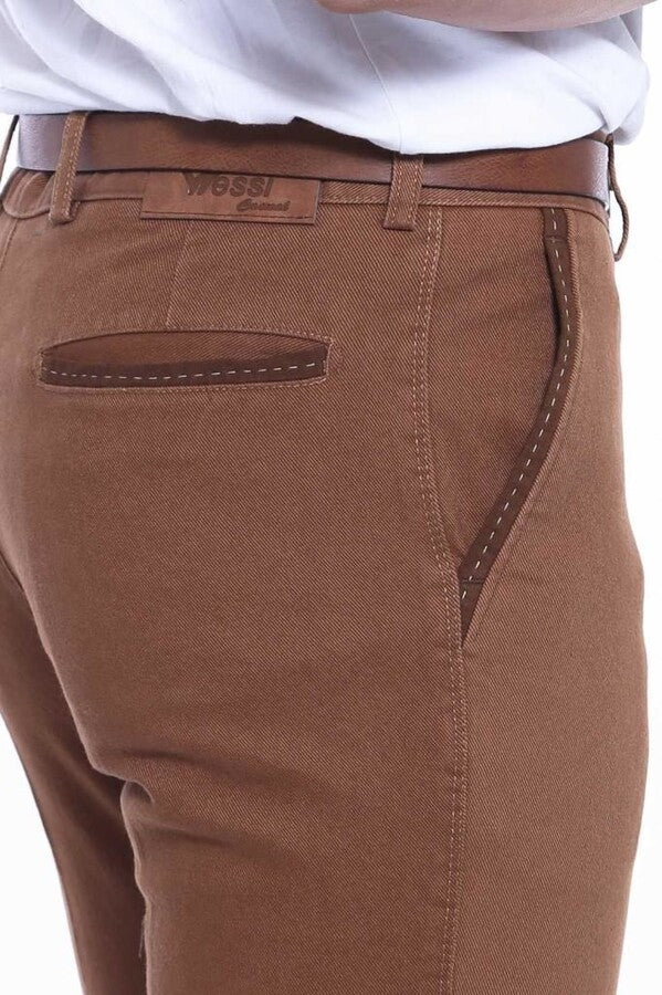 WSS Cotton Dot Pocket Brown Men Pants  - Singen