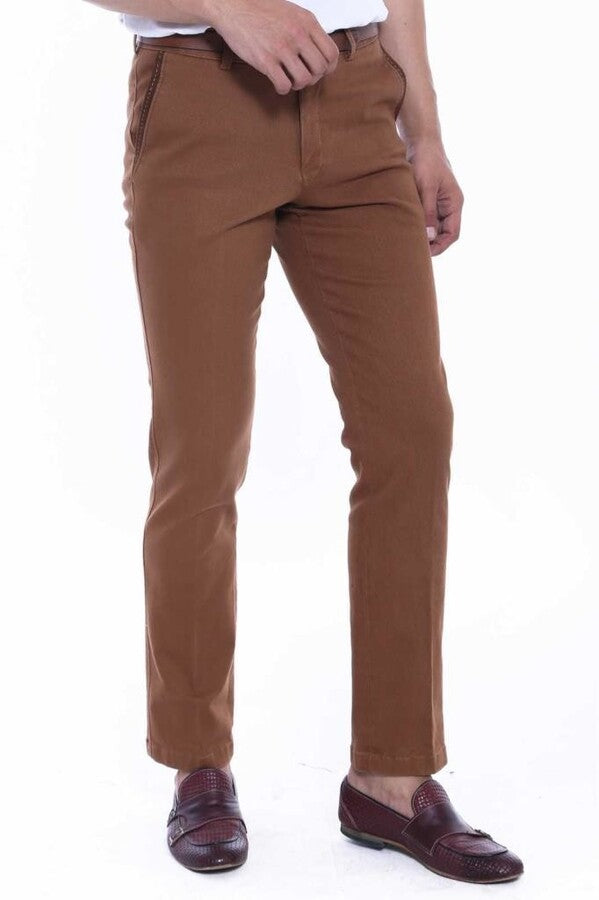 WSS Cotton Dot Pocket Brown Men Pants  - Singen