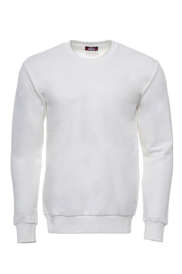 WSS Cream Plain Circle Neck Sweatshirt  - Singen