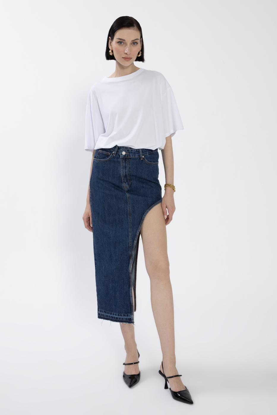 BSL Women Cut Out Denim Skirt - Lake Ridge