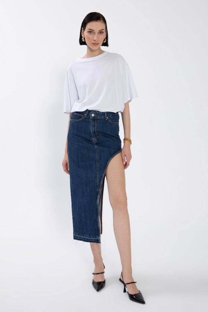 BSL Women Cut Out Denim Skirt - Lake Ridge