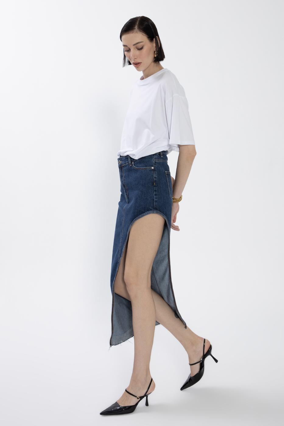 BSL Women Cut Out Denim Skirt - Lake Ridge