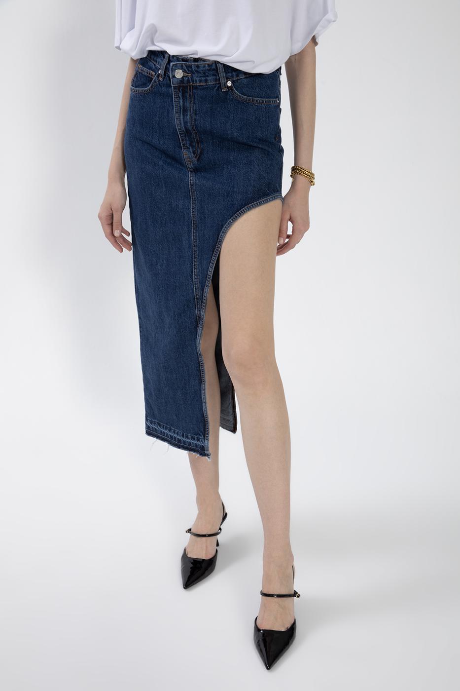 BSL Women Cut Out Denim Skirt - Lake Ridge