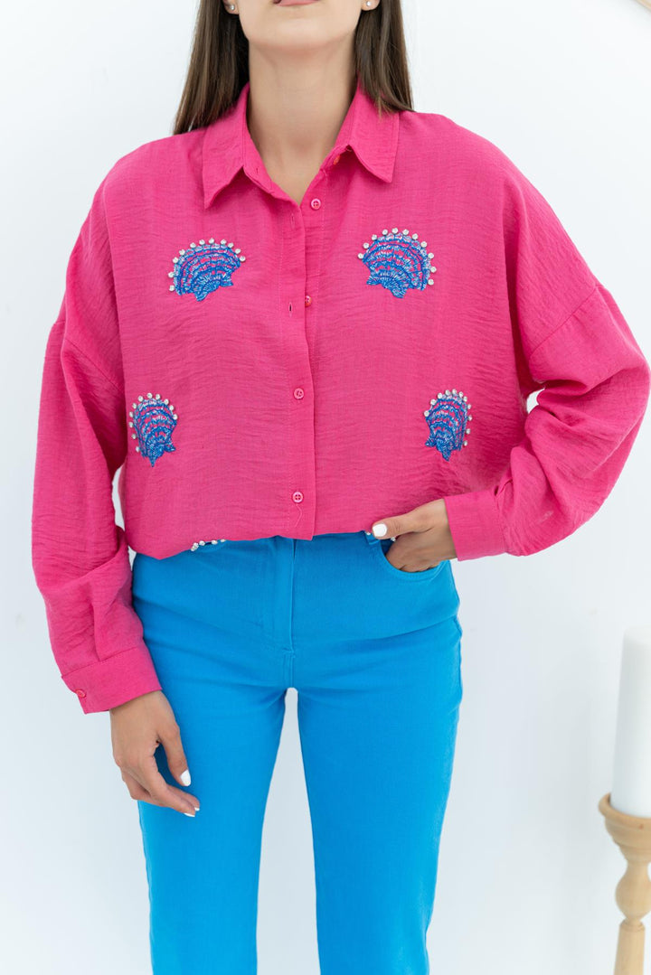 ELS Sea Shell Patterned Shirt - Fuchsia - Meppen