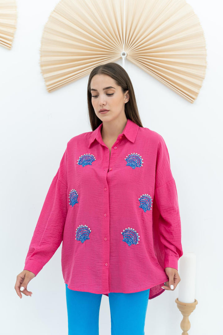 ELS Sea Shell Patterned Shirt - Fuchsia - Meppen