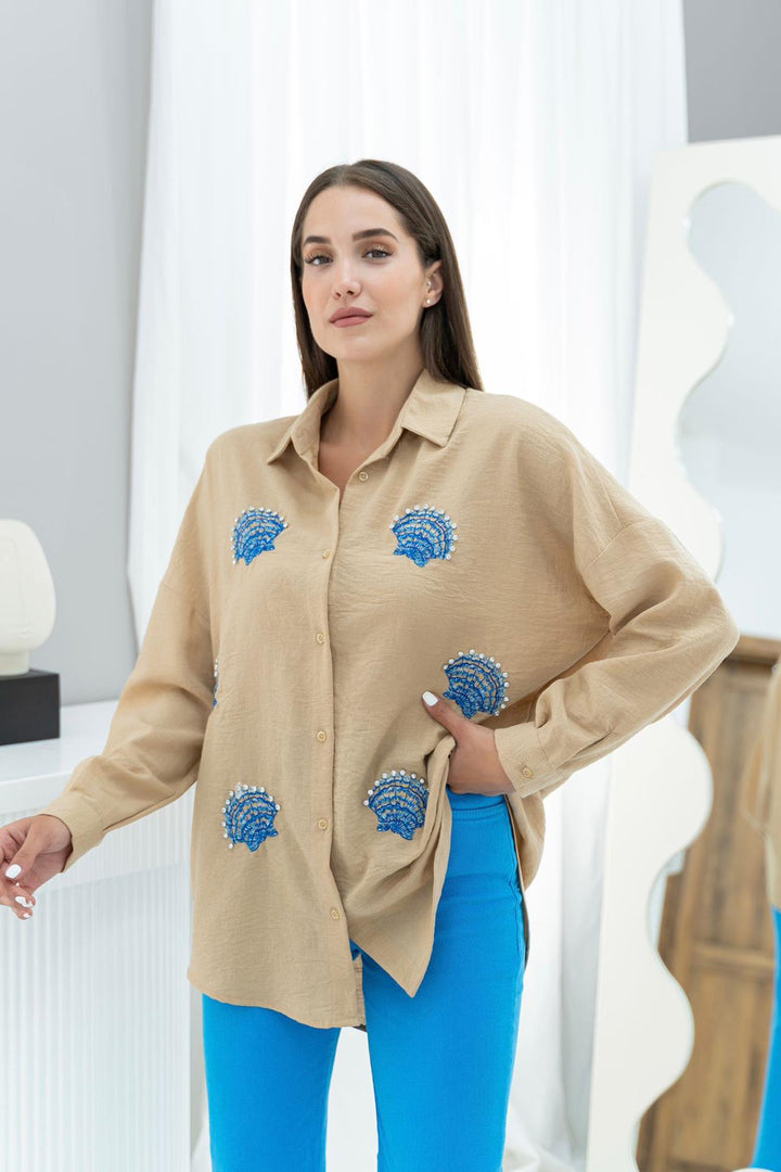 ELS Sea Shell Patterned Shirt - Mink - Staten Island