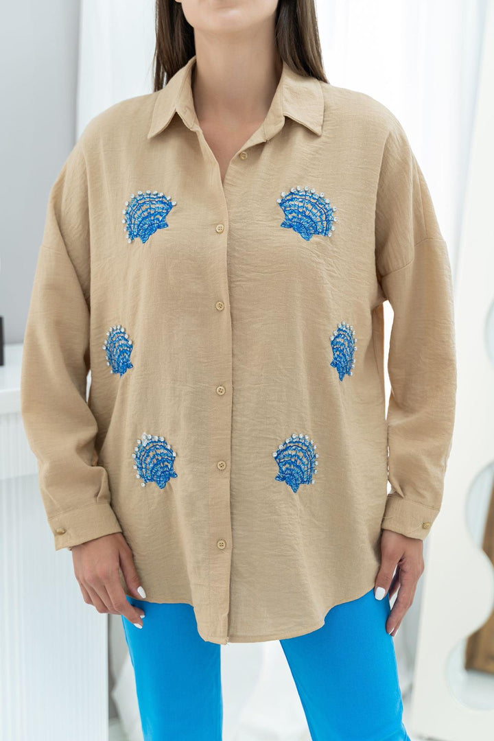 ELS Sea Shell Patterned Shirt - Mink - Staten Island