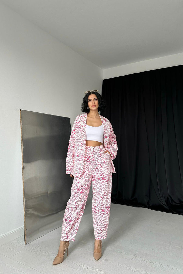 ELS Patterned Jacket and Trousers Set - Fuchsia - Longmont