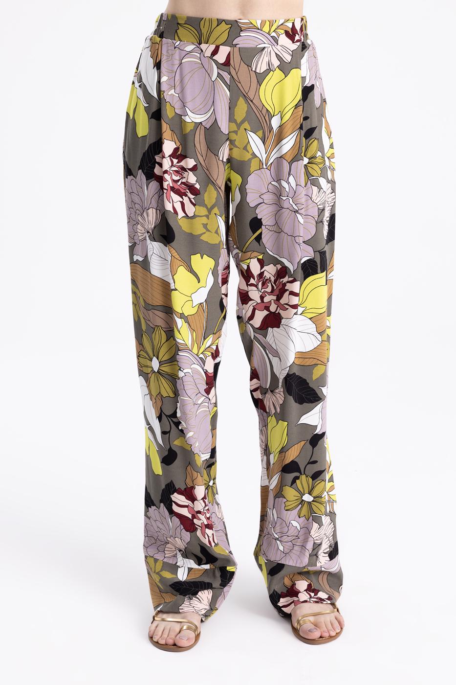 BSL Women Printed Pleated Satin Pants - Weimar