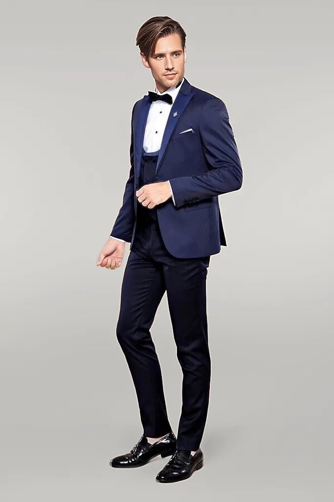 WSS Detachable Lapel Navy Blue Men Tuxedo  - Singen