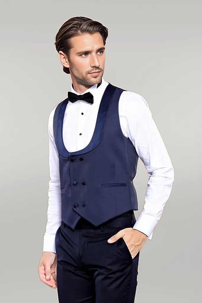 WSS Detachable Lapel Navy Blue Men Tuxedo  - Singen