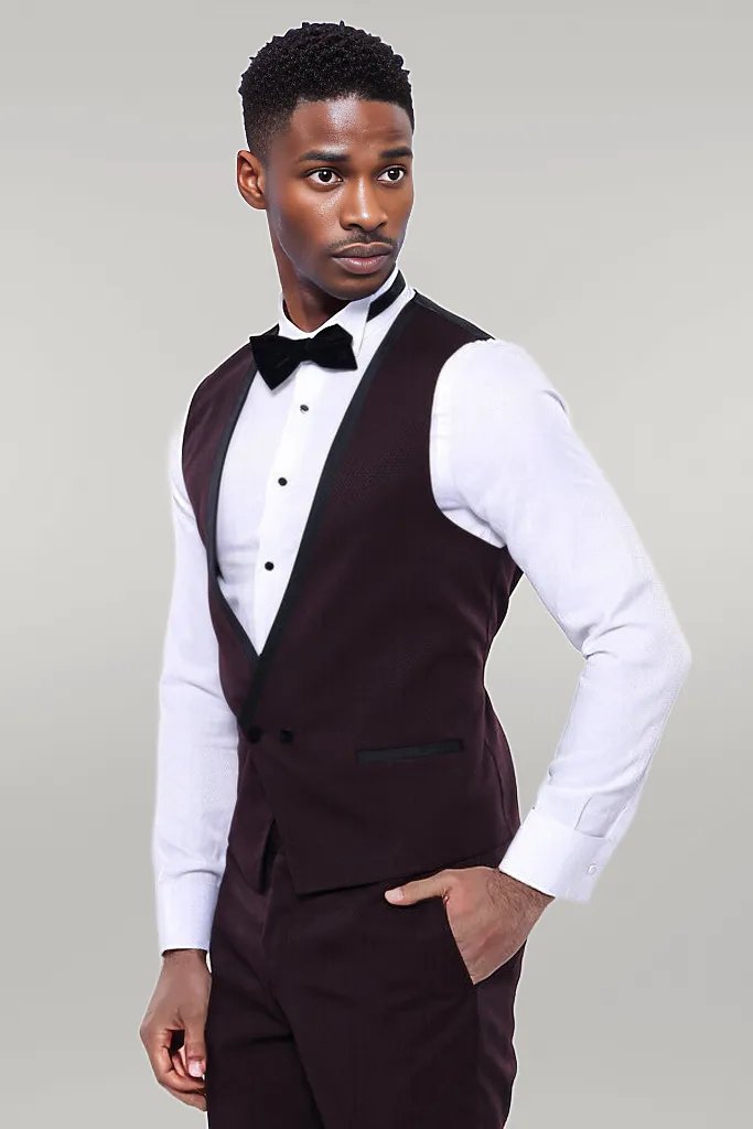 WSS Detachable Velvet Lapel Burgundy Tuxedo  - Singen