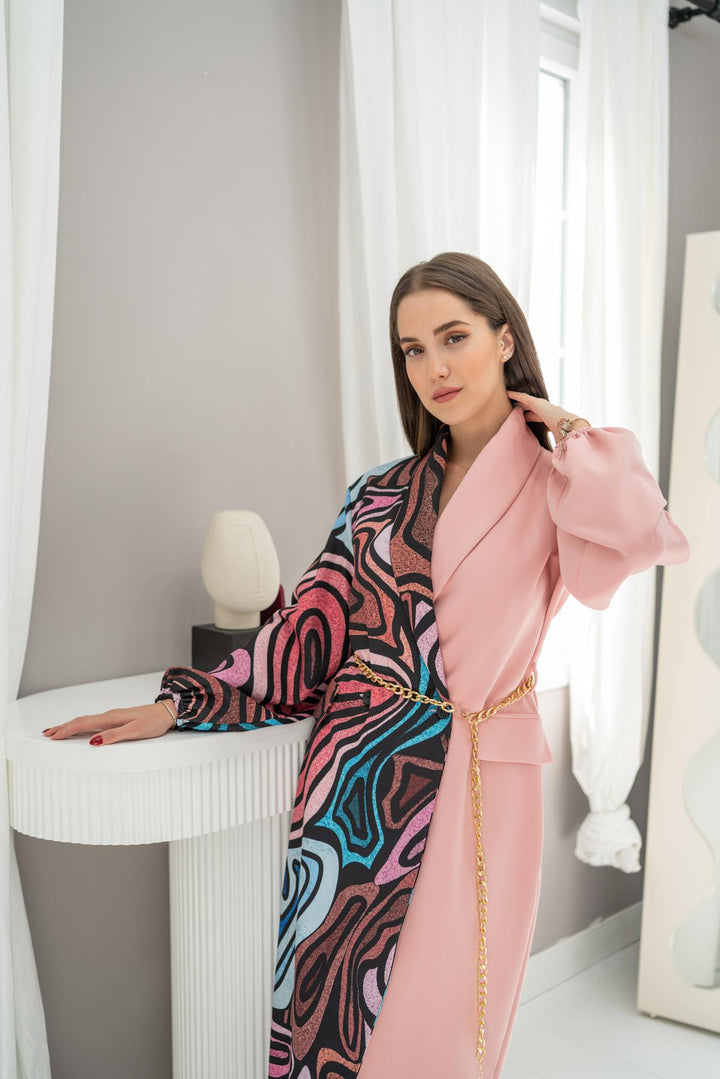 Els Digital Garneished Atlas Robe - Pink - Colonia del Sol