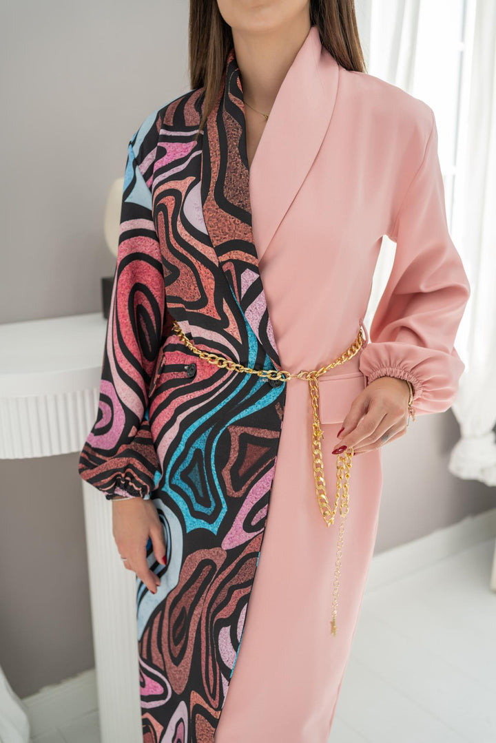 Els Digital Garneished Atlas Robe - Pink - Colonia del Sol