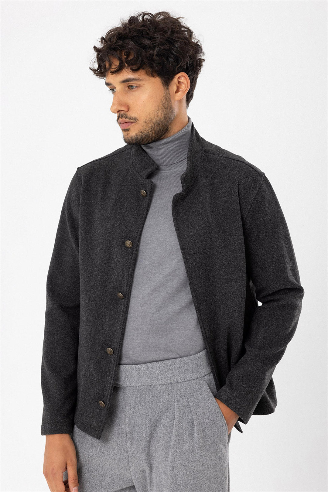 ANT High Collar Men's Cashmere Coat - Majadahonda