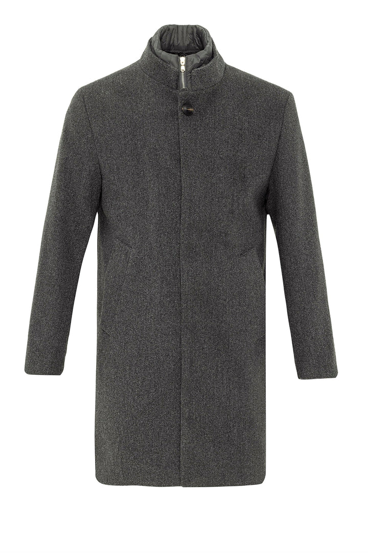 ANT High Collar Men's Coat with Hidden Button Detail - Coatepec Harinas