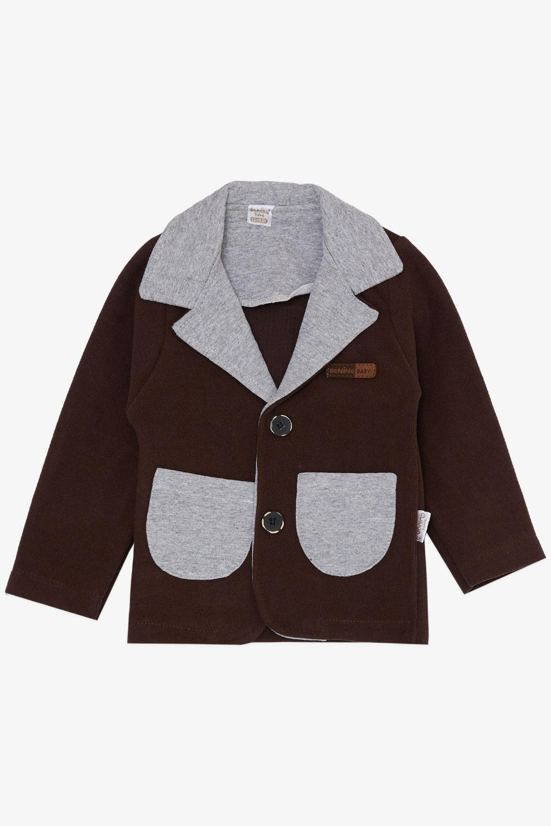 BRE Donino Baby Boy Set Thessaloniki Jacket with Bow Tie 3 Pieces Buttoned 6-24 Months, Dark Brown - Saint-Quentin