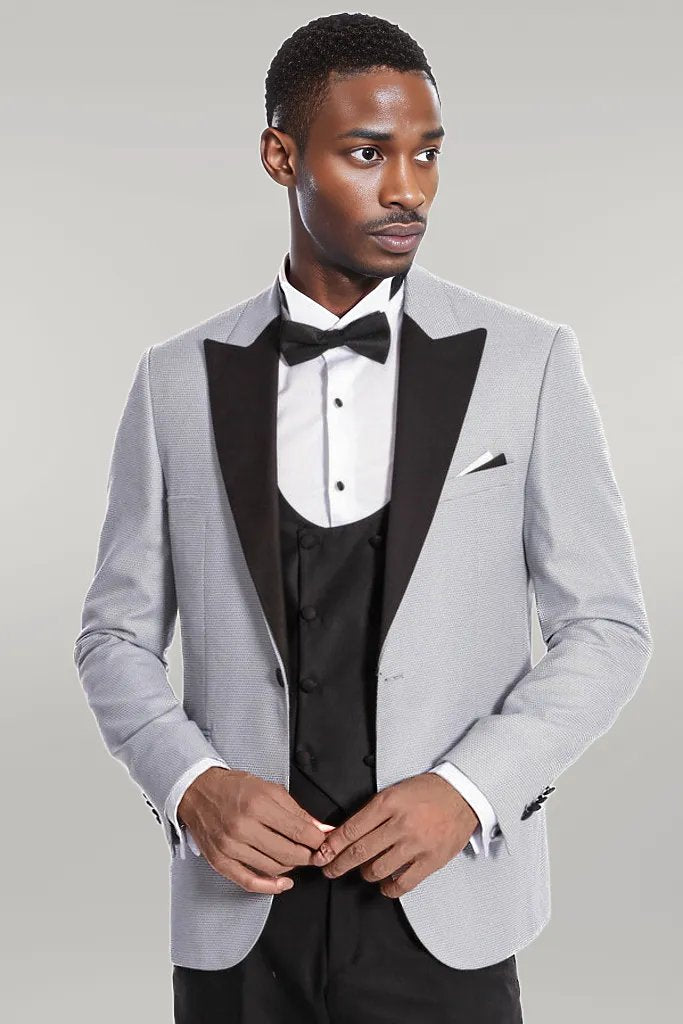 WSS Dot Patterned Grey Vested Tuxedo  - Singen