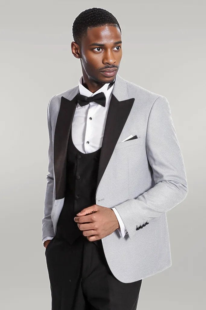 WSS Dot Patterned Grey Vested Tuxedo  - Singen