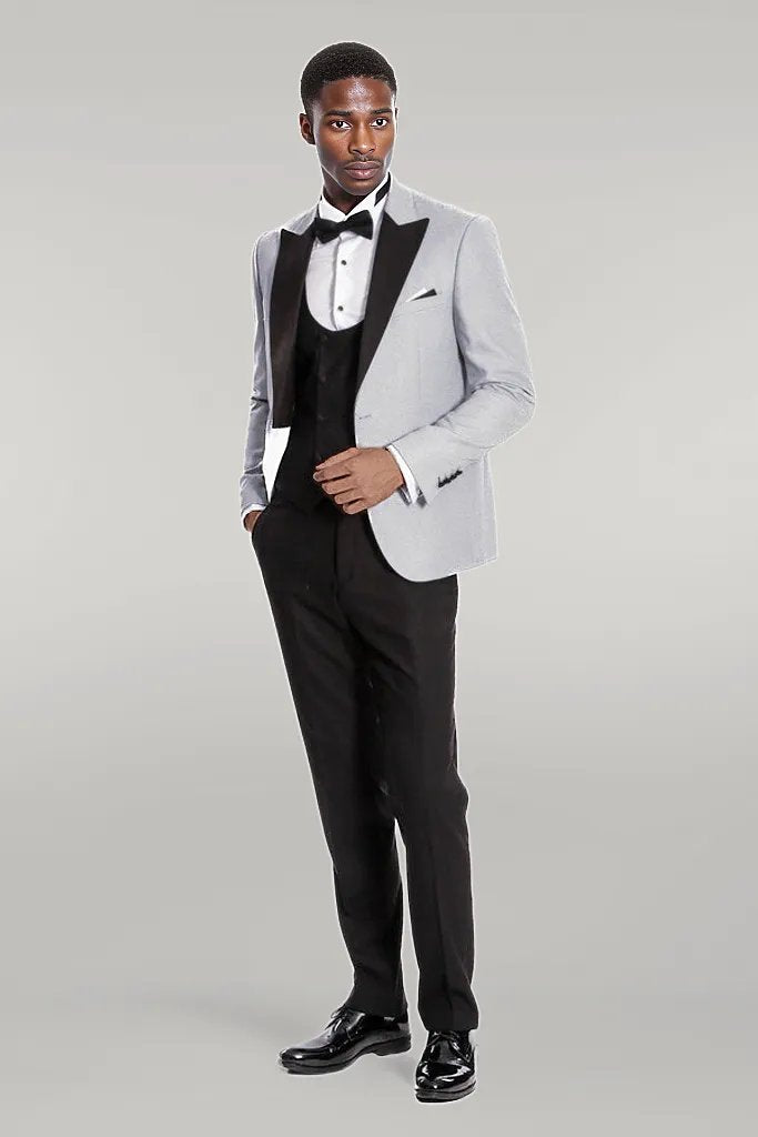 WSS Dot Patterned Grey Vested Tuxedo  - Singen