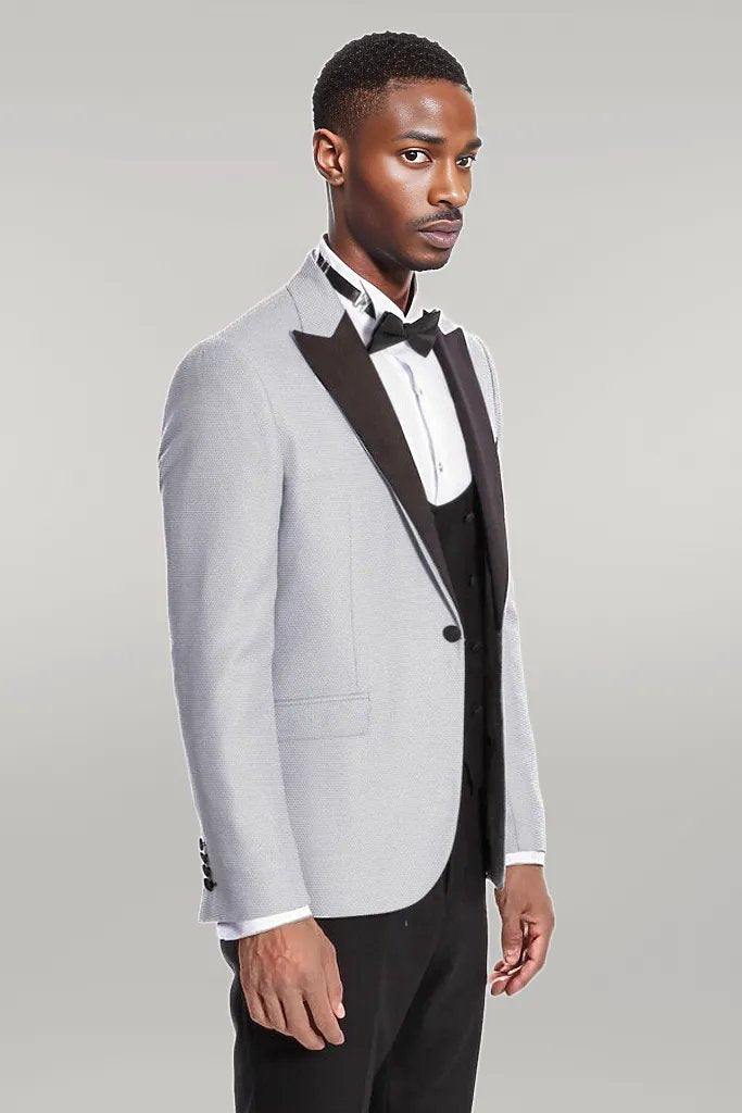 WSS Dot Patterned Grey Vested Tuxedo  - Singen