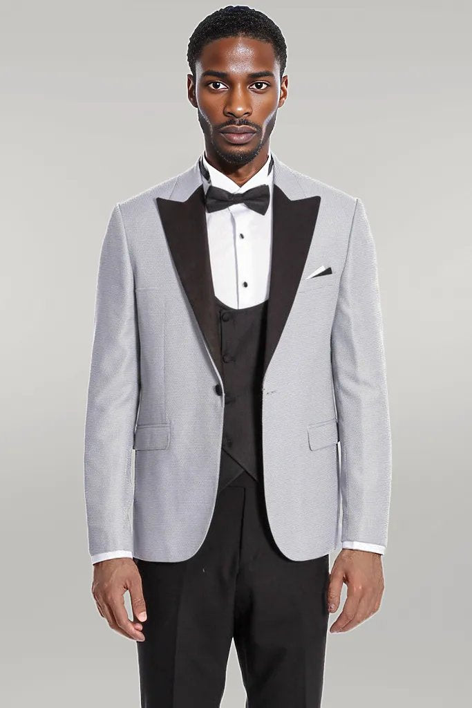 WSS Dot Patterned Grey Vested Tuxedo  - Singen