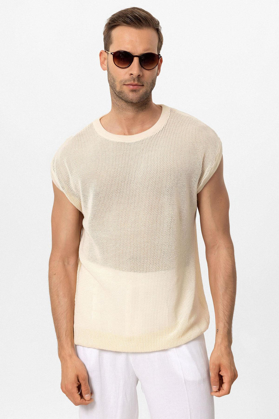 ANT Sleeveless Openwork Men's T-Shirt - Chalco