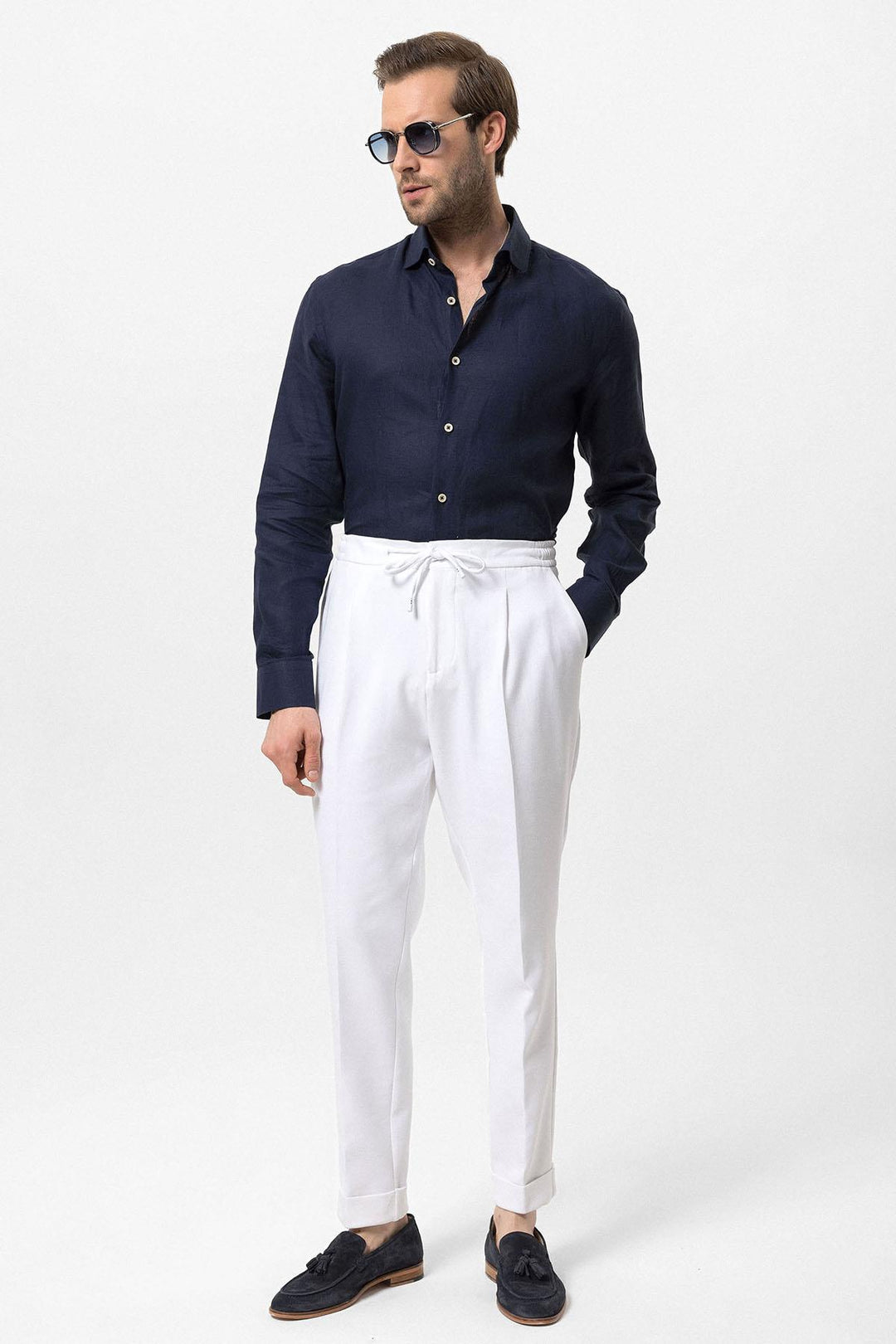 ANT Elastic Waist Pleated Men's Trousers - Godalming