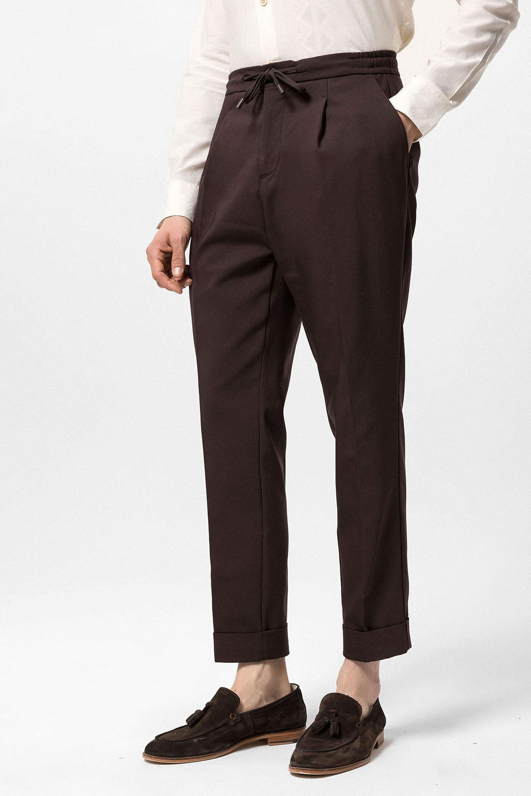 ANT Elastic Waist Pleated Men's Trousers - Terracina