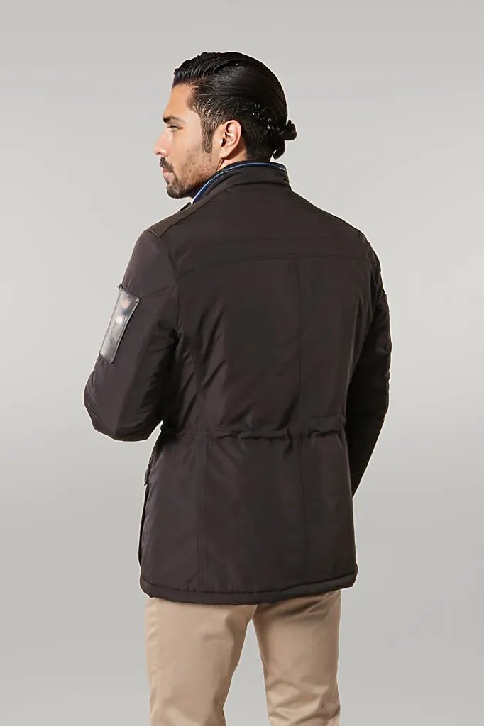 WSS Leather Modeled Dark Brown Slim Fit Quilted Jacket  - Singen