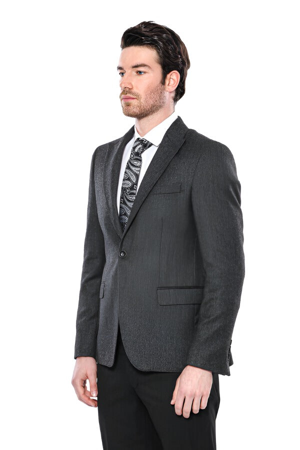 WSS Peak Lapel Dark Grey Blazer - Singen