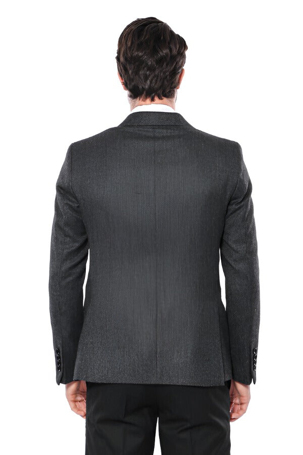 WSS Peak Lapel Dark Grey Blazer - Singen