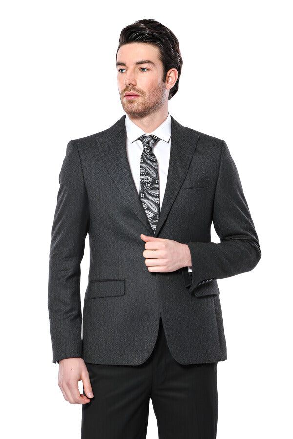 WSS Peak Lapel Dark Grey Blazer - Singen