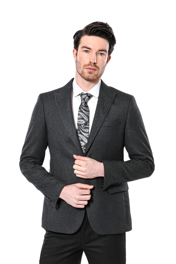 WSS Peak Lapel Dark Grey Blazer - Singen