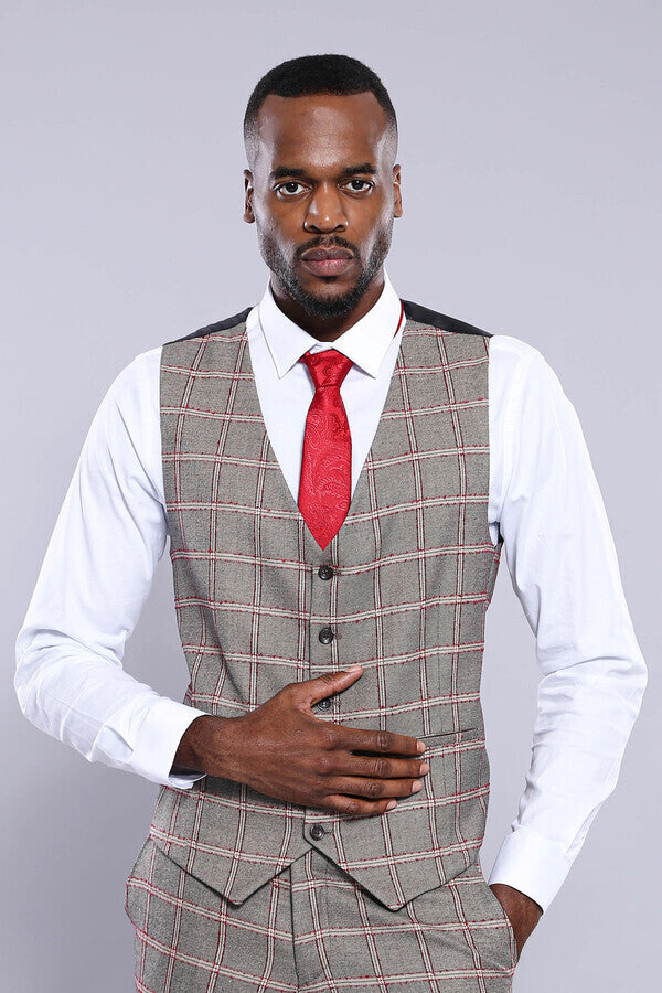 WSS Plaid Grey Vest  - Singen