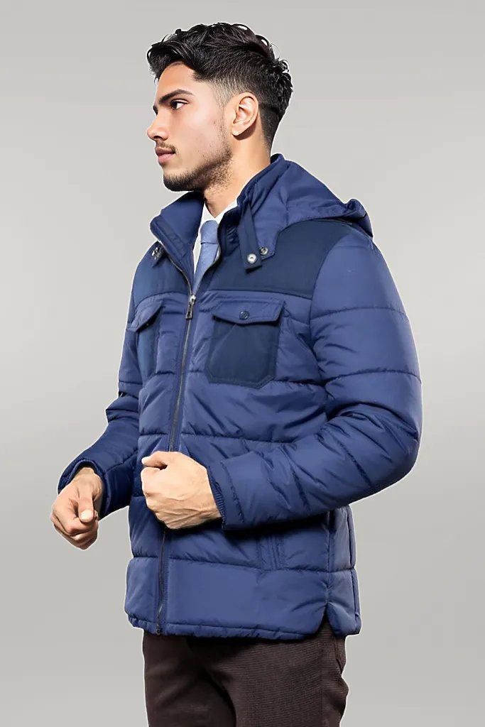 WSS Puffer Navy Blue Men Coat  - Singen