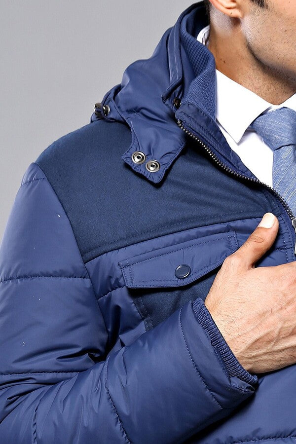 WSS Puffer Navy Blue Men Coat  - Singen