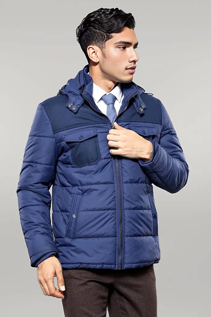 WSS Puffer Navy Blue Men Coat  - Singen