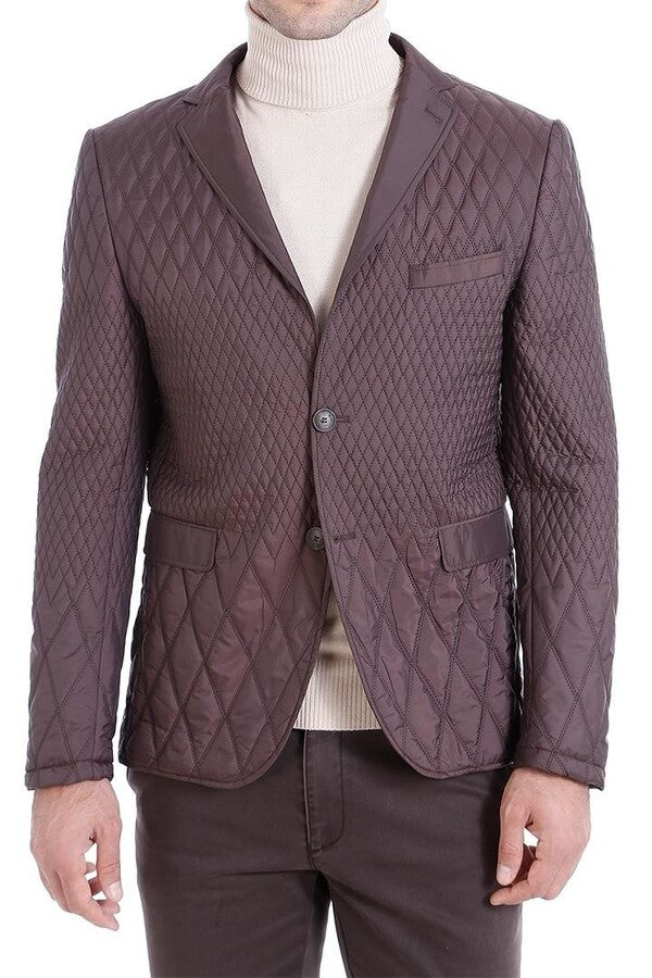 WSS Slim Fit Brown Quilted Blazer  - Singen