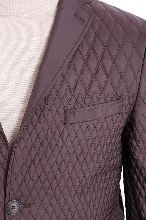 WSS Slim Fit Brown Quilted Blazer  - Singen