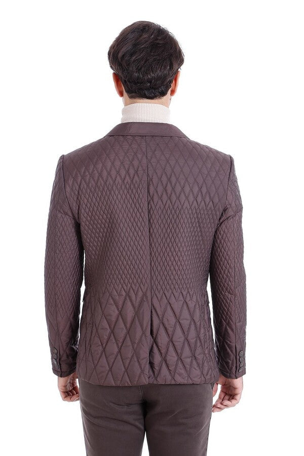 WSS Slim Fit Brown Quilted Blazer  - Singen