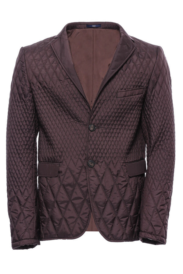 WSS Slim Fit Brown Quilted Blazer  - Singen