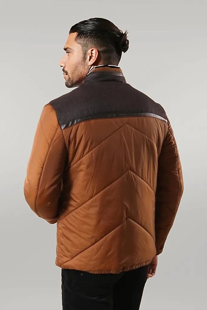 WSS Tan Quilted Down Men Coat  - Singen