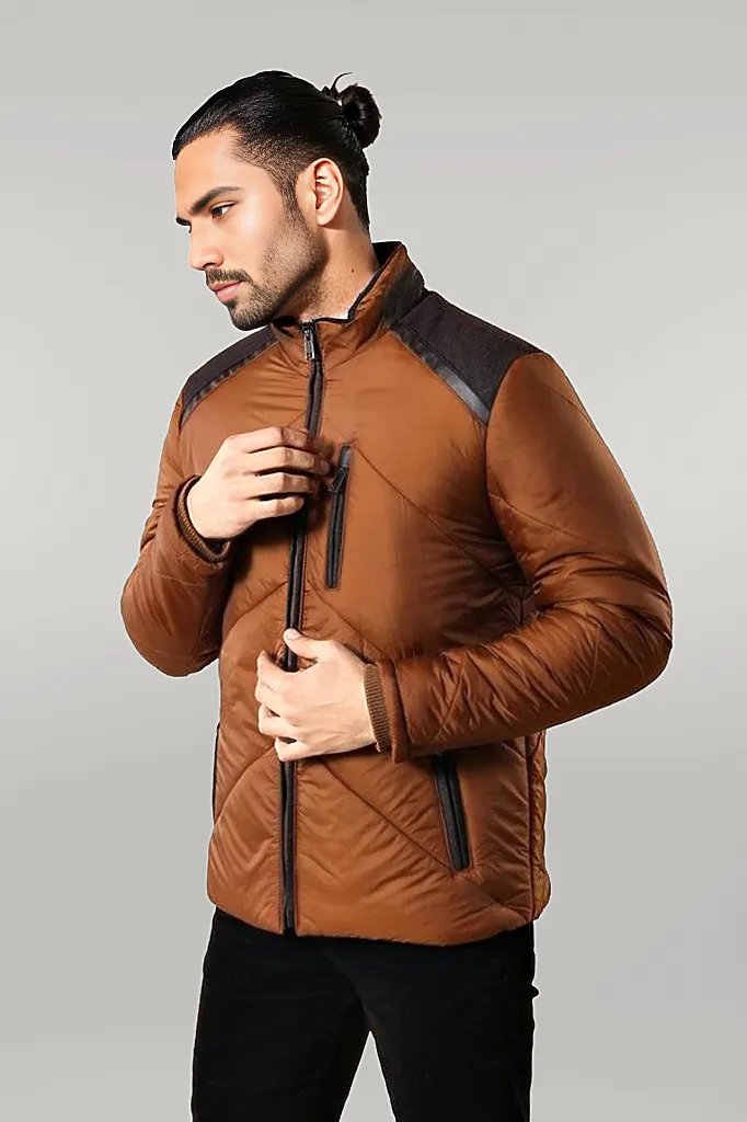 WSS Tan Quilted Down Men Coat  - Singen