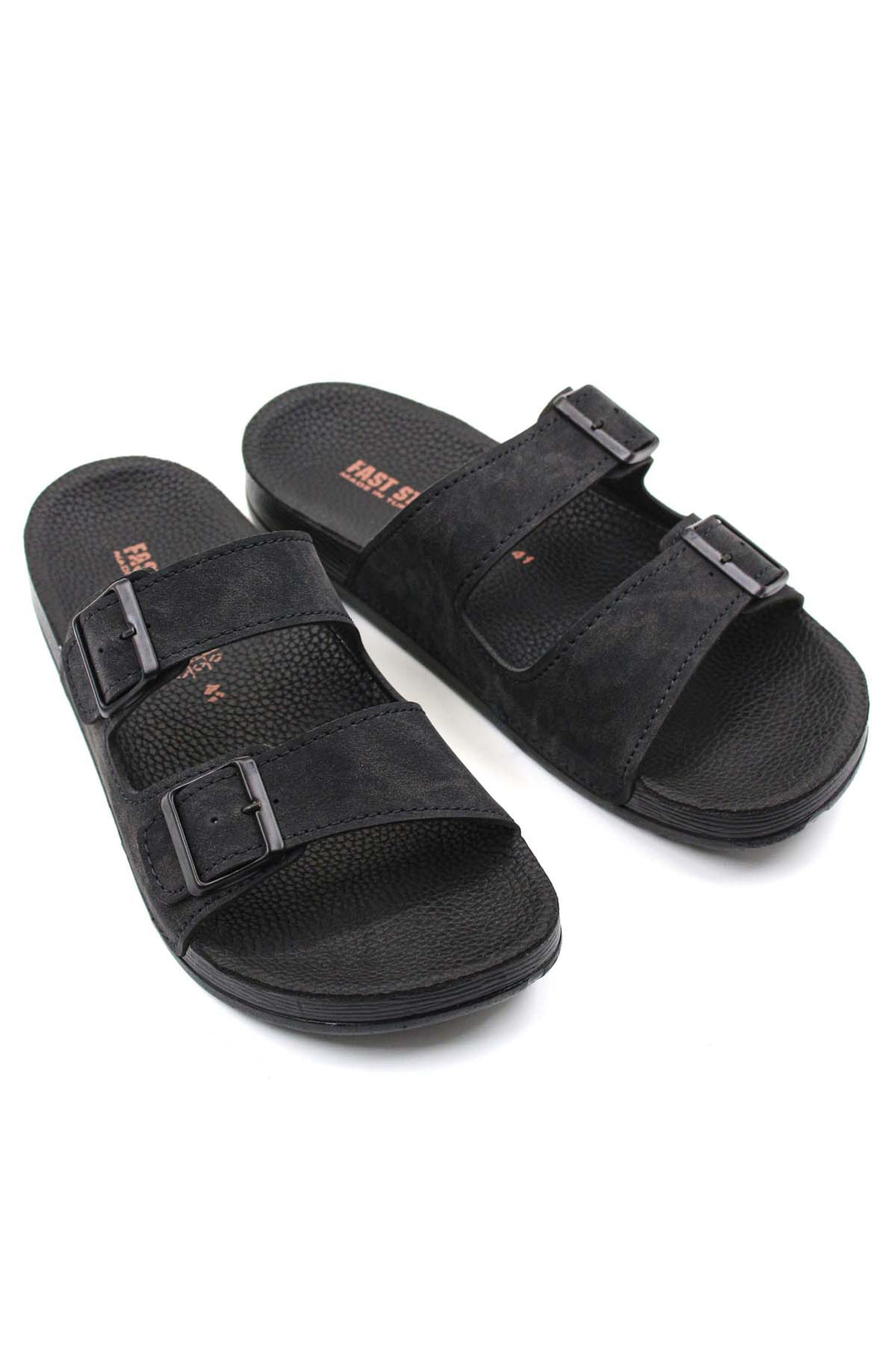 FST Men's Flat Slipper 001MAHAWAI Black - Leipzig