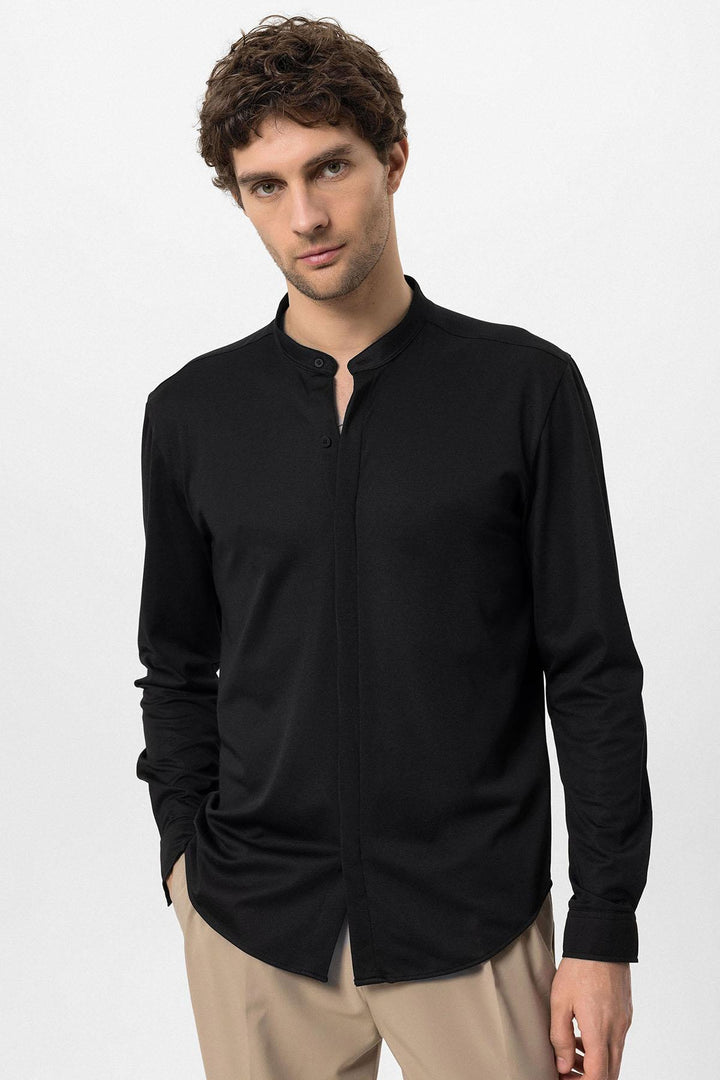 ANT Men's Classic Collar Hidden Button Long Sleeve Slim Fit Shirt - Wigan