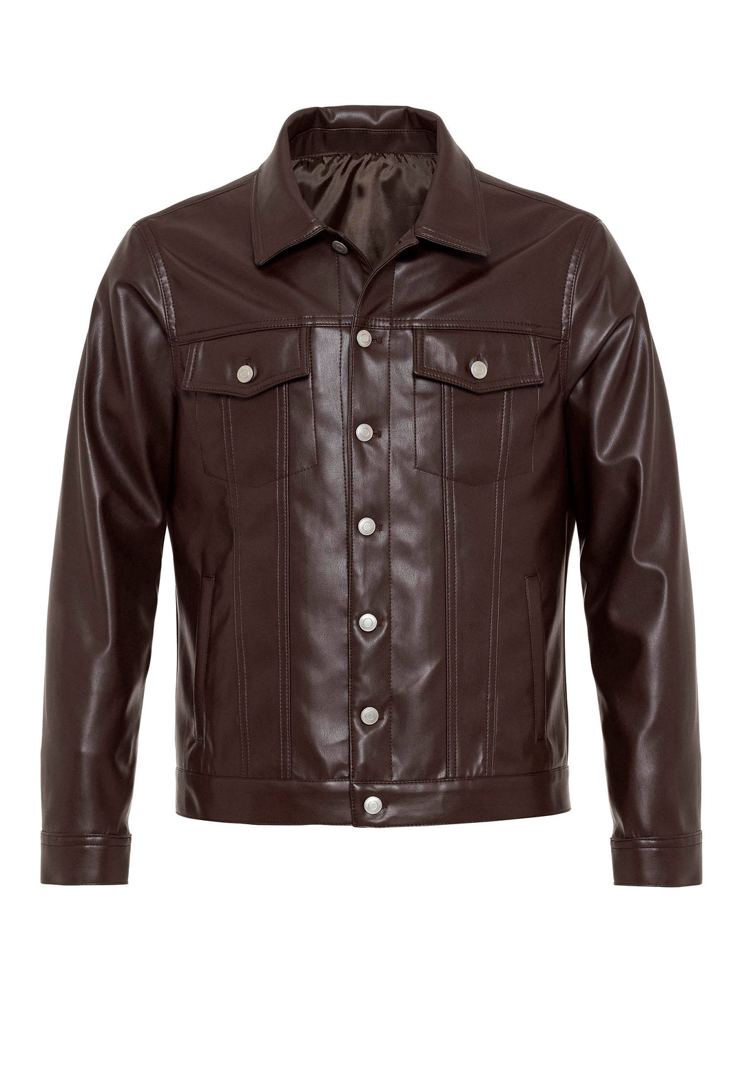 ANT Men's Slim Fit Button Closure Leather Coat - Woodstock