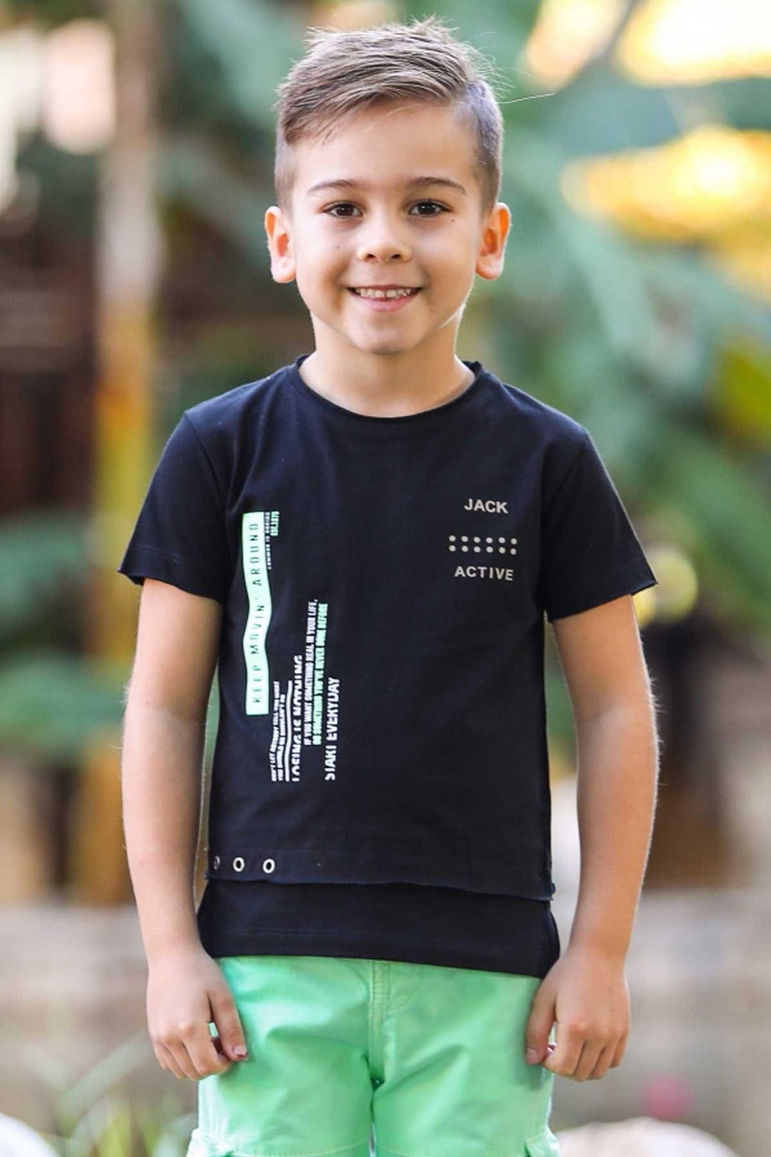 BRE Jack Lions Boy's T-shirt with Printed Text, 106 Years, Black - Caltagirone